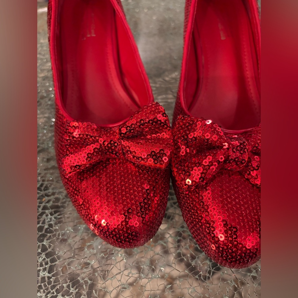 Red Ruby Sequin Bow Heels - Women's Dress Shoes wizard of Oz